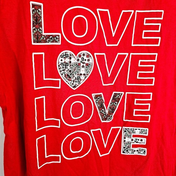 Bobbie Brooks Ladies Red Love Graphic T-Shirt L Cotton~SS135.5 - Picture 3 of 4